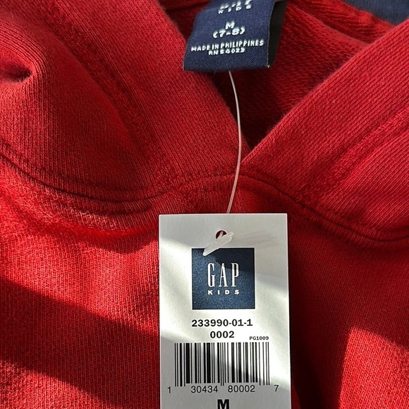 Vintage Gap Red Surf Hawaii  Hoodie Front Pockets NWT Size M 7-8 - Picture 9 of 9